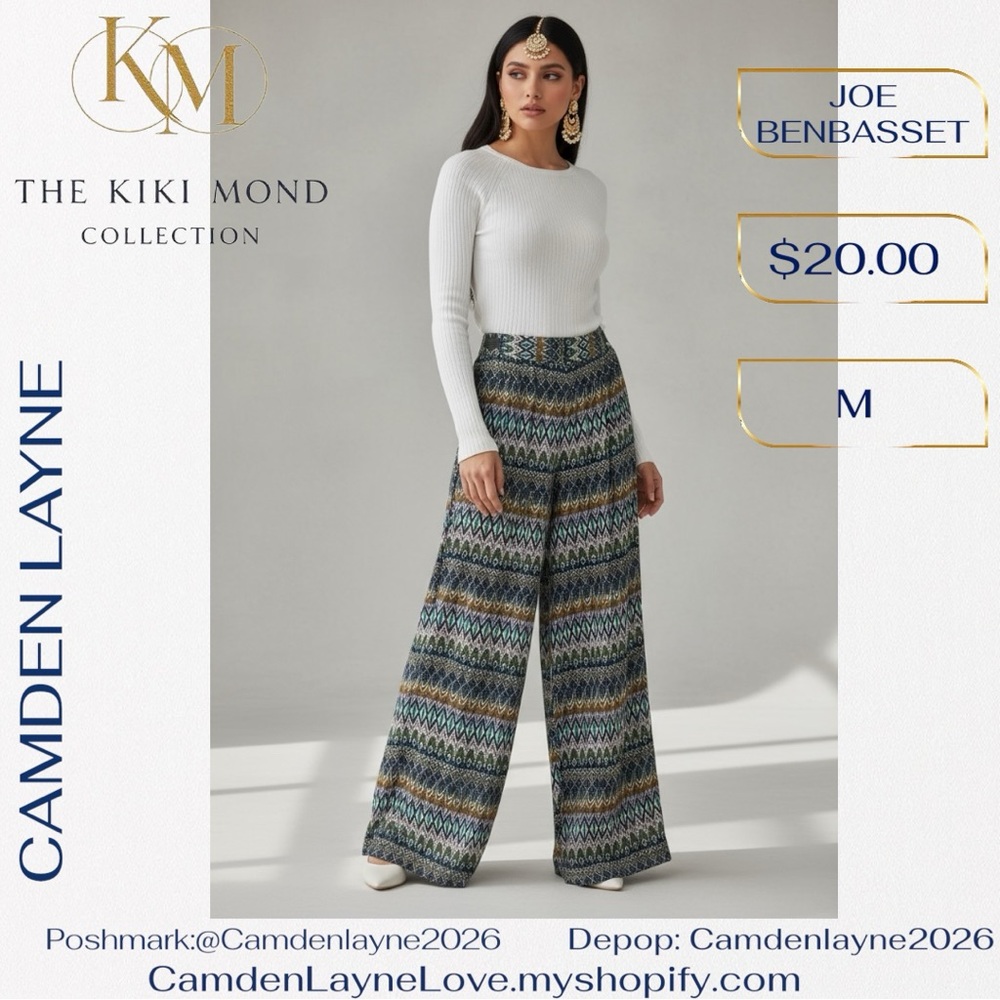 Joe Benbasset Multicolor Patterned Wide-Leg Pants